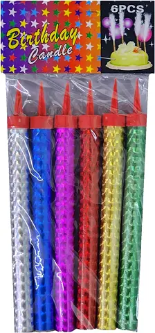 Sparkling Candle Birthday Cake Candle for Party, Color, 15cm, Set of 6, Pack of 1