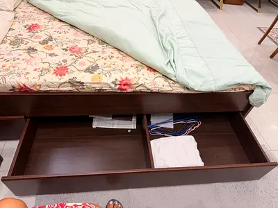 Wooden Bed Frame with Built-in Headboard Storage - Double/Queen Size