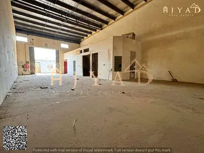 For annual rent: warehouse in Al Jurf Industrial 3 Ajman, near Chinese Market, easy access to Dubai, Sharjah, and Emirates Road, includes office