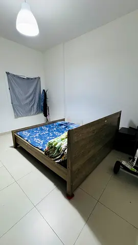 Solid Wood King-Size Bed Frame in Dark Oak - Good Condition with Mattresses
