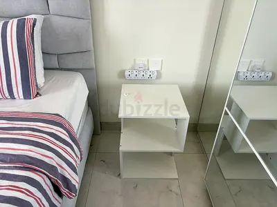 Simple white 3-tier bedside table / nightstand - good condition