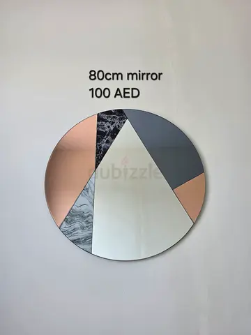 80cm Decorative Round Wall Mirror - Geometric Panels