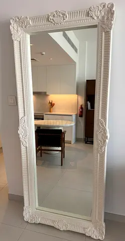 Wessex Carved Floor Mirror from CB2 — White Frame - originally 4300 aed