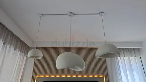 Set of 3 Modern Pendant Ceiling Lights - White Textured Shades