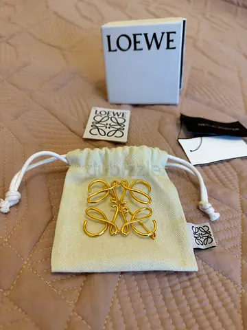 Loewe Anagram Gold-Tone Brooch with Original Pouch and Tags