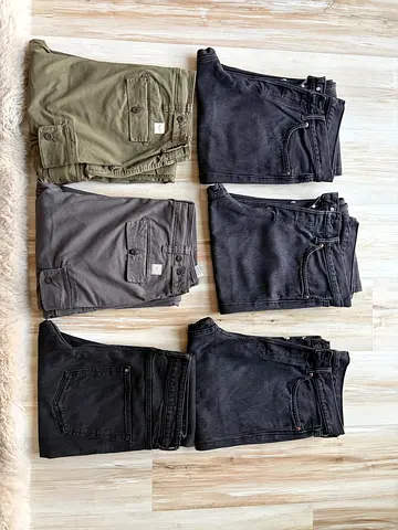 Bundle of 6 Men's Casual Jeans & Cargo Pants - Mixed Sizes, Good Condition