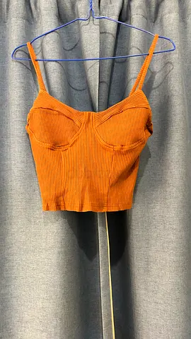Brown Ribbed Bustier Crop Top - Size Unspecified