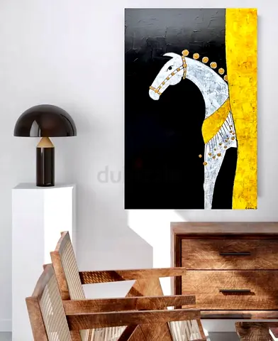 Hand-painted Modern Horse Portrait on Canvas
