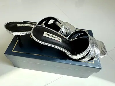 Silver Floranca strappy heeled sandals