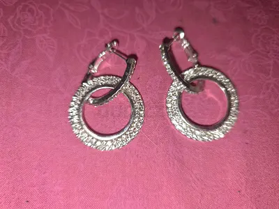 New High Quality Silver-plated Diamanté 2 in 1 Earrings