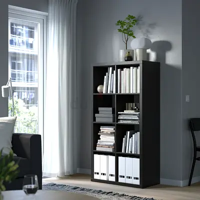 Ikea Dark Brown 8-Cube Bookcase / Storage Shelf - Good Condition
