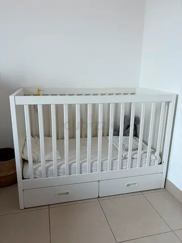 White Baby Crib with Underbed Storage Drawers