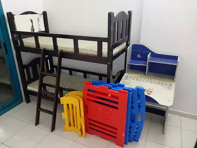 Kids Bunker bed real hard wood and study table