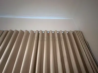 Beige Full-Length Blackout Curtains - Good Condition