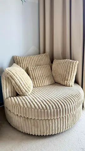 Beige Round Ribbed Accent Chair with Cushions - Good Condition from aura dubai mall