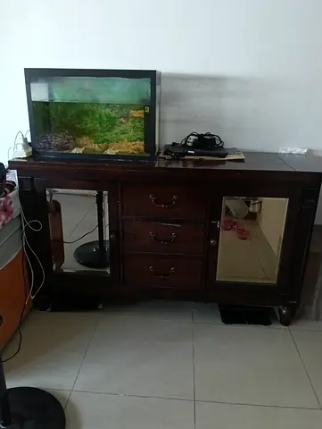 Solid Wood Sideboard / Buffet Cabinet with Mirror Doors - Dark Finish