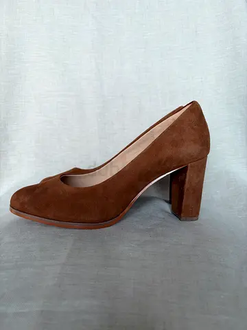 Clarks Brown Suede Block Heel Pumps