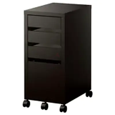Black Filing Pedestal with 3 Drawers on Wheels