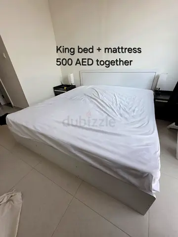 King size bed frame with mattress - AED 500 (pickup)