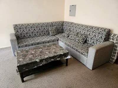 L-shaped 5-seater Fabric Sofa Set with Cushions - Good Condition