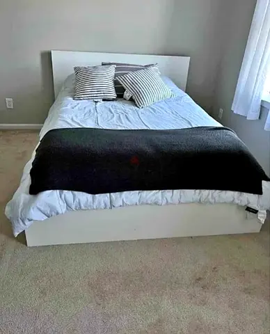 IKEA  Queen Size Bed + 2 Storage Drawers + Mattress