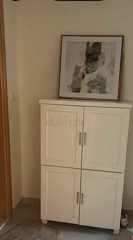 White 4-Door Storage Cabinet - Good Condition
