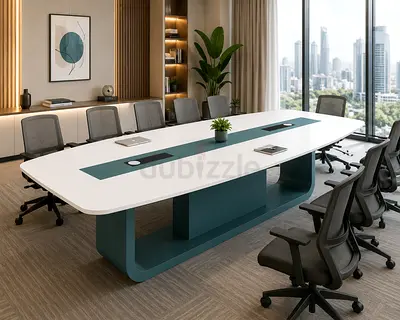 White Boat-Shaped Conference Table for 6–10 People – Dubai