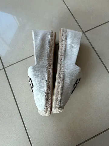 White leather espadrille flats brand new