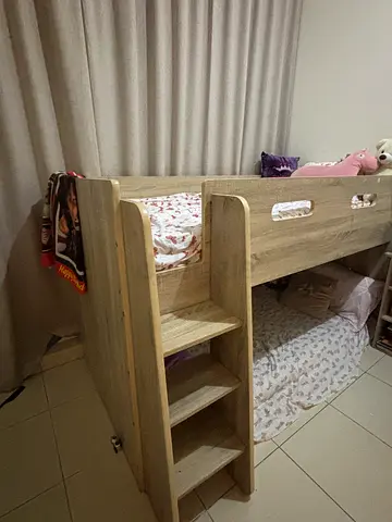 Wooden baby crib with storage and changing area - good condition