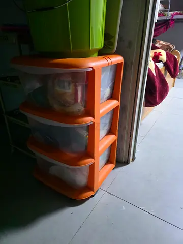 Orange 3-Drawer Plastic Storage Unit - Good Condition