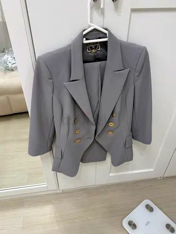 Elisabetta Franchi Gray Suit Set