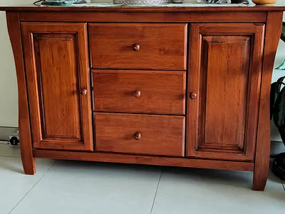 Wooden, Crockery cabinet. Warm cherry finish.