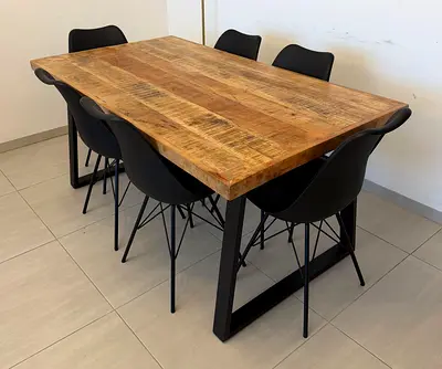 Mango wood dinning table with 6 chairs