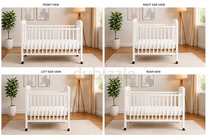 White Wooden Baby Crib - Classic Convertible Nursery Crib