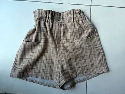 Korean style Lightweight plaid cotton shorts, size S/M