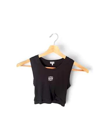 Loewe Black Cropped Tank Top with Small Front Logo - Size S