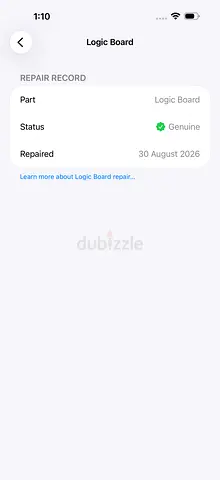 iPhone logic board repair record - Genuine part under warranty 2 months battery 100% tdra