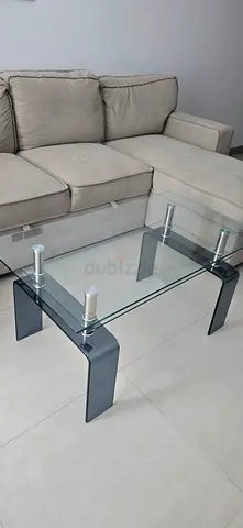 Glass Top Coffee Table with Metal Legs — Flawless Condition