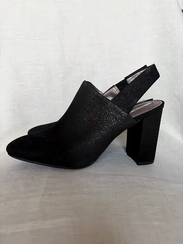 Geox Black suede sling-back block heel ankle boots, size 39