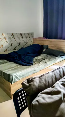 Wooden Single Bed with Headboard and Storage - Good Condition purchased from home box queensize