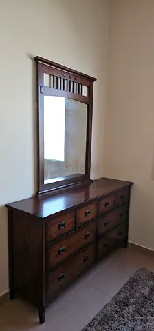 Solid Wood Dresser with Mirror and 8 Drawers - Dark Finish