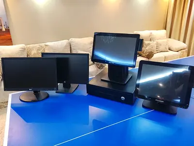 Cashier desk and monitors