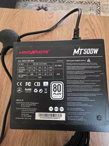 ABKONCORE MT500W 80 Plus PC Power Supply - Used