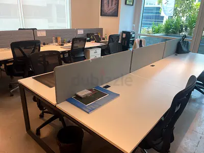 Used Office Workstations - 6-8 Seater Bench Desks with Partition