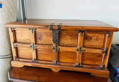 Solid Wood Rustic Storage Chest / Trunk with Metal Hardware