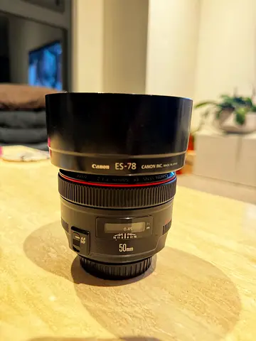 Canon EF 50mm f/1.2 L USM with ES-78 Lens Hood - Good Condition