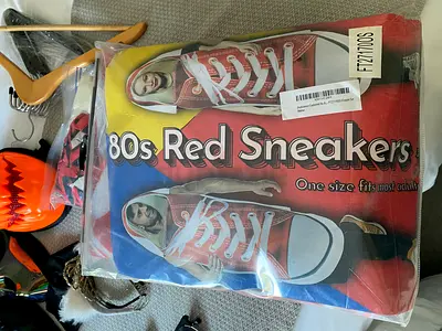 Brand new 80s Red Sneakers costume (one size) - still sealed
