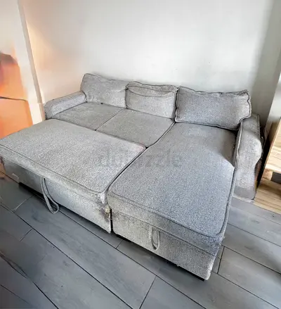 Light grey 3-seater sofa bed with chaise - used