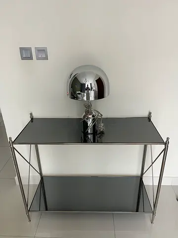 Mirror Glass Top Metal Console Table with Chrome Frame