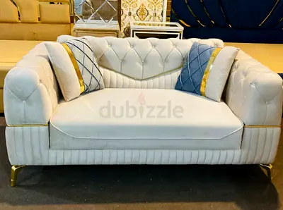 Two-seater Velvet Sofa with Gold Accents